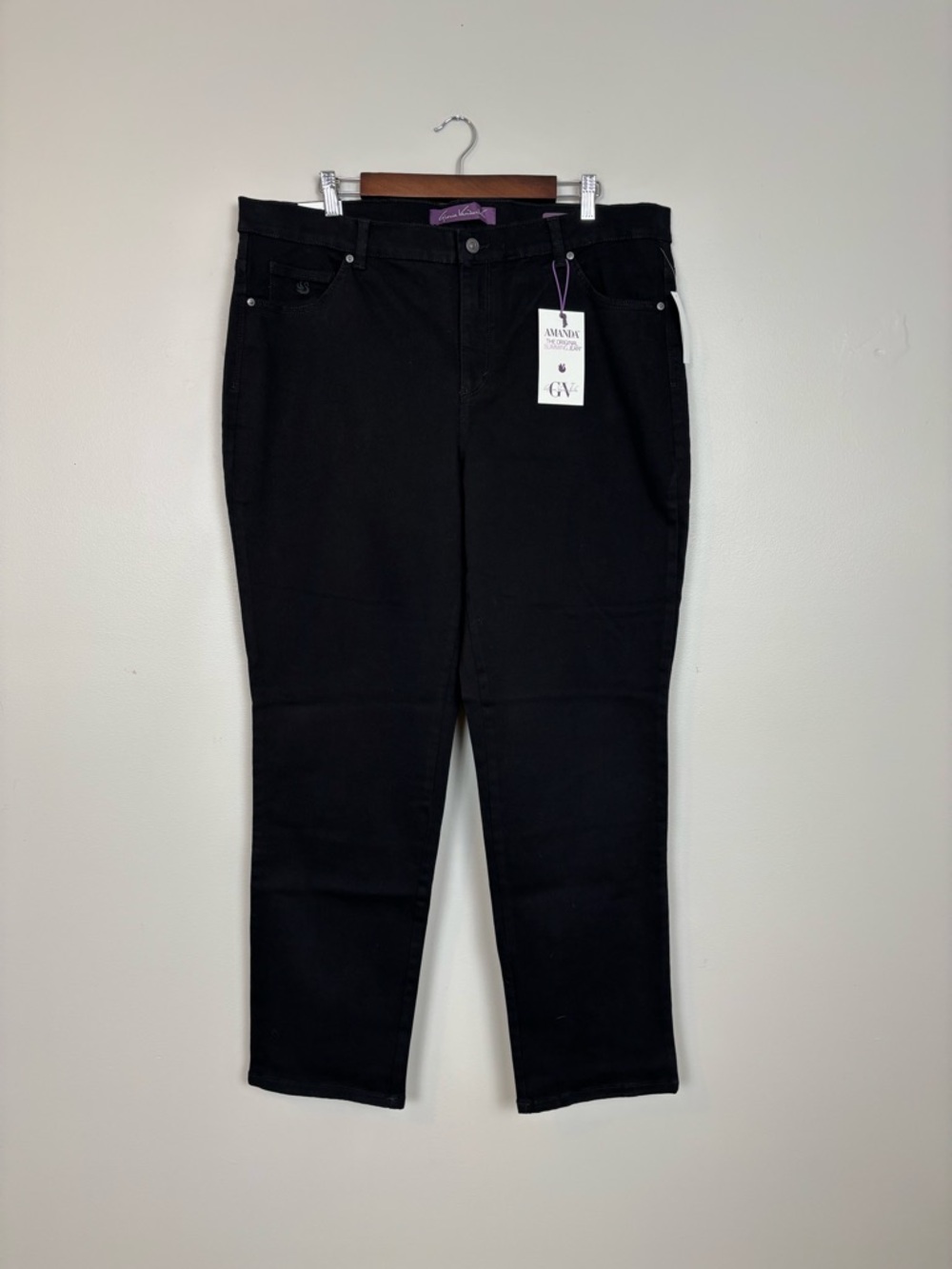 Gloria Vanderbilt Jeans Womens 16W Amanda The Original Slimming Denim in Black